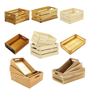 Wholesale Decorative Storage Wooden Crates Antique Vegetables Fruit Crates Wood Box for selling with lid