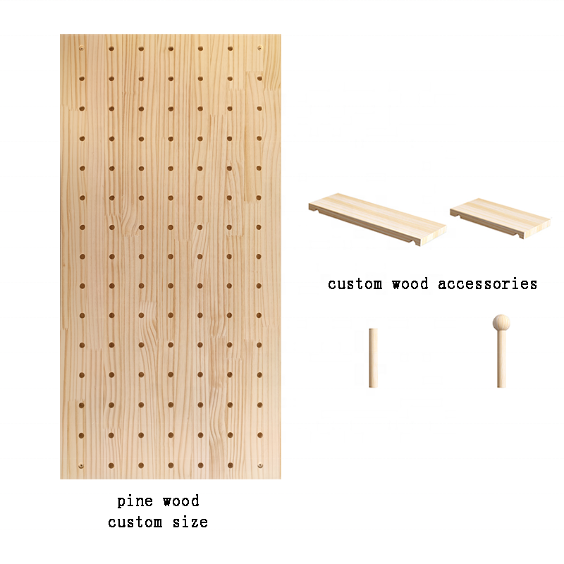 Custom Hardware Store Display Pegboard Panel Tool Wood Peg board Hooks Pegboard For Wall Organizer