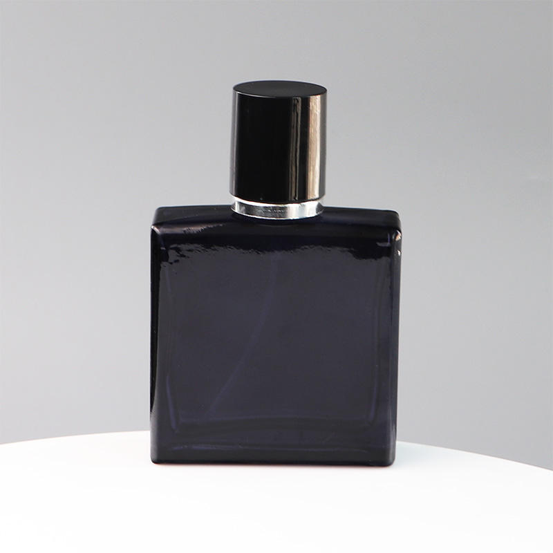 30ml 50ml Dark Blue Flat Square Glass Perfume Bottle Parfum Fragrance Packaging Luxury Cologne Bottles For Men With Cap