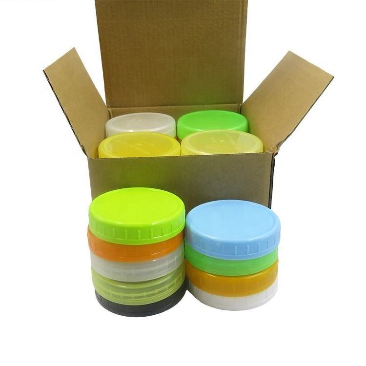 Custom 70/86 mm Design Mason Jar Plastic Lid Wide Mouth Colorful BPA-Free Airtight Leak-Proof Plastic Lid For Mason Jar