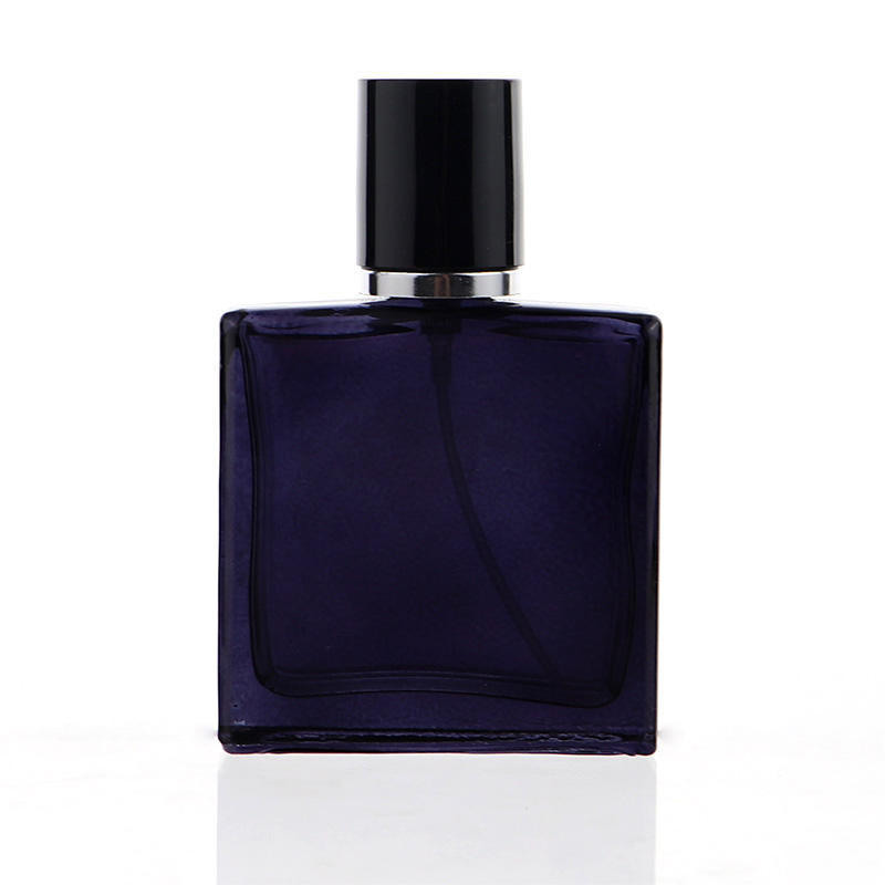 30ml 50ml Dark Blue Flat Square Glass Perfume Bottle Parfum Fragrance Packaging Luxury Cologne Bottles For Men With Cap