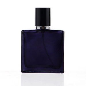 30ml 50ml Dark Blue Flat Square Glass Perfume Bottle Parfum Fragrance Packaging Luxury Cologne Bottles For Men With Cap