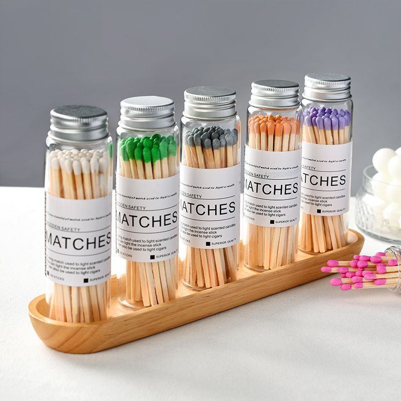 Factory Customized Glass Bottle Matches Candle Matches Colored Head Wooden Matchsticks For Aromatherapy Candle Jar