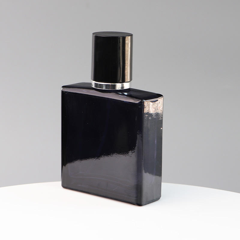 30ml 50ml Dark Blue Flat Square Glass Perfume Bottle Parfum Fragrance Packaging Luxury Cologne Bottles For Men With Cap