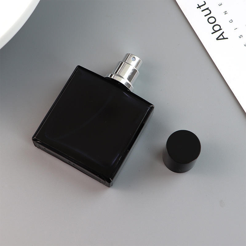 30ml 50ml Dark Blue Flat Square Glass Perfume Bottle Parfum Fragrance Packaging Luxury Cologne Bottles For Men With Cap