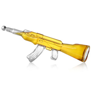 Hot selling high quality glass wine decanter gift AK 47 gun shape whiskey tequila glass bottle