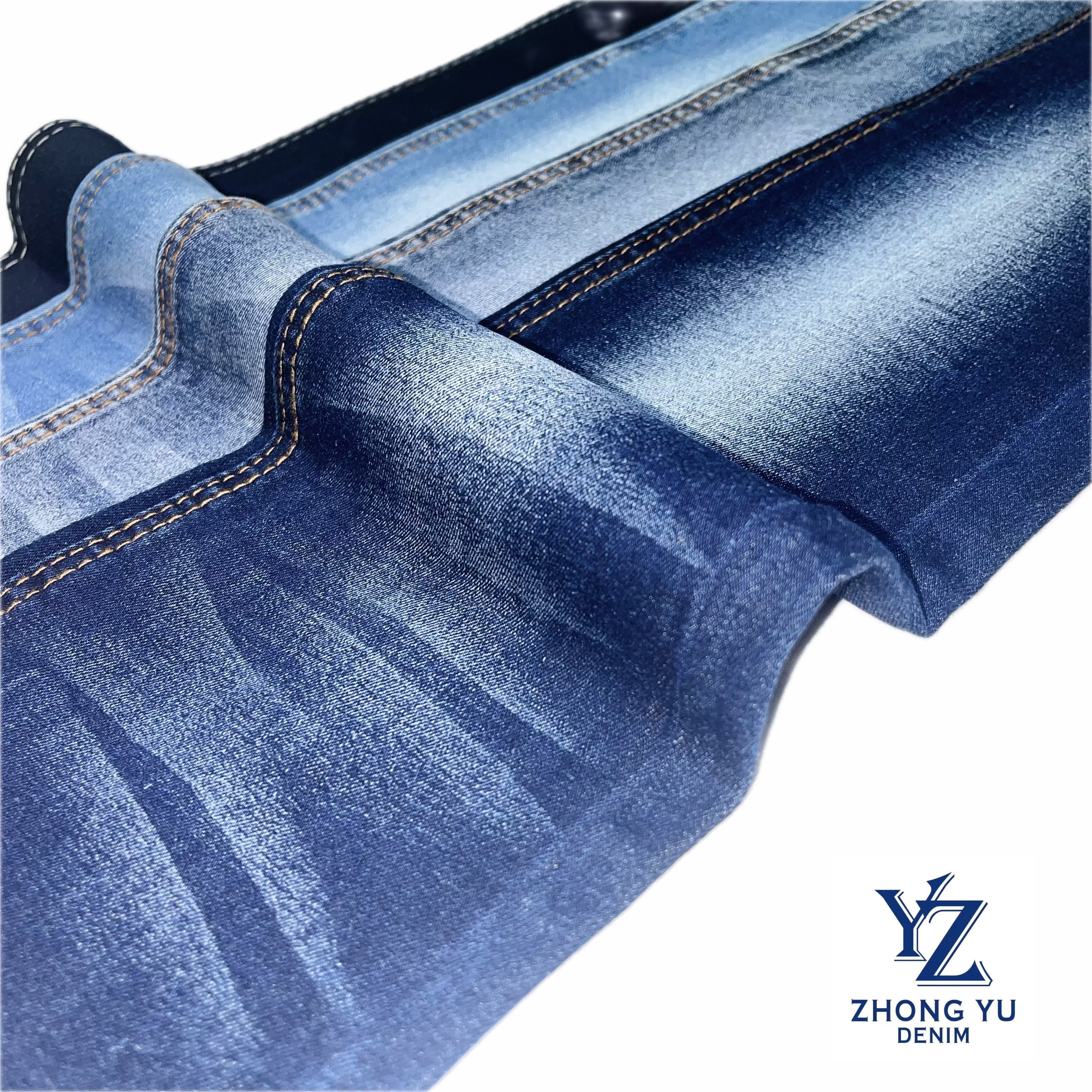 New Trend Stock Lot 12S Twill Stretch jeans fabric medium weight cotton blended denim China denim fabric supplier