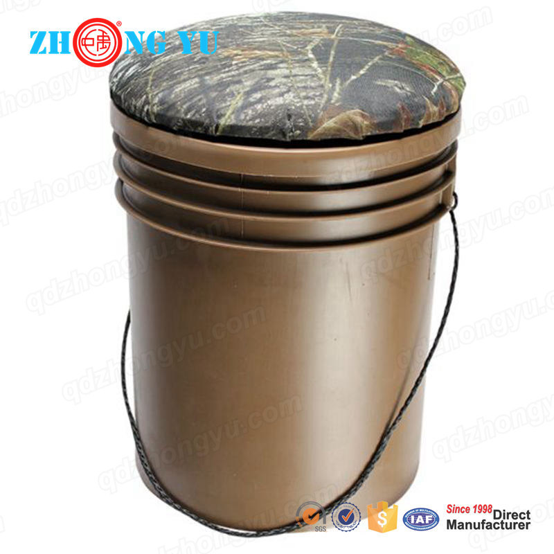 Outdoor Sport Plastic 5 Gallon Hunting Ice Fishing Bucket with Swivel Lid Seat