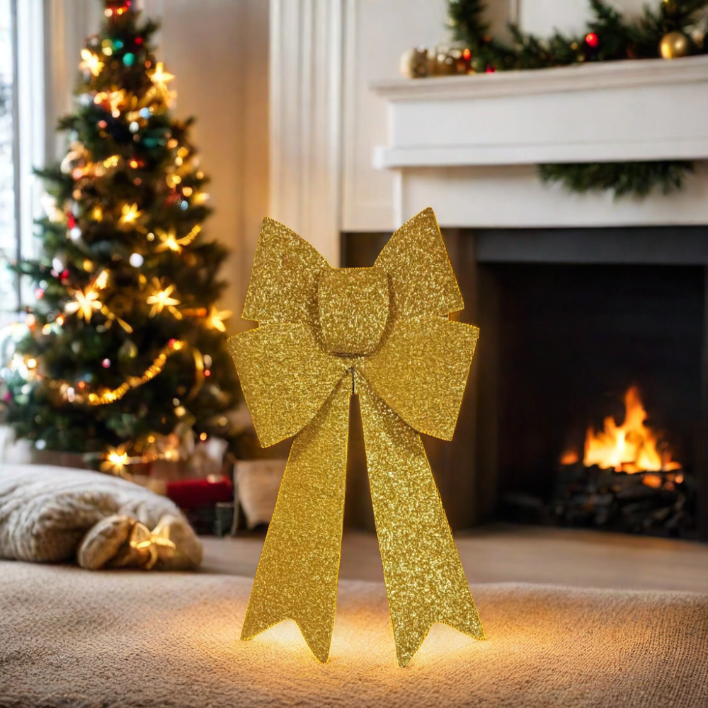 Bow Indoor-outdoor Pendant Waterproof LED Light Source Emits Golden White for Christmas Decoration IP67 Rated 50 60 75 Snowman