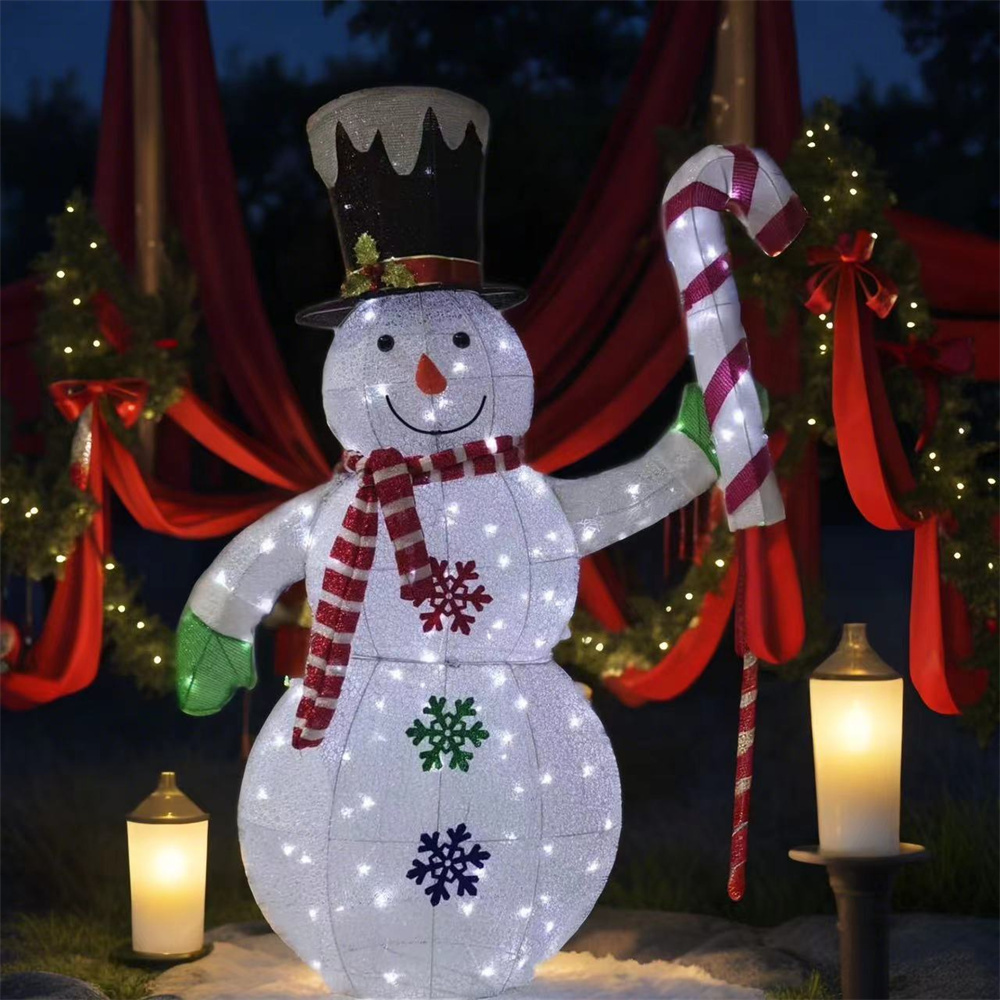 48-Inch Snowman Christmas Figurine with Cane Holiday Decoration Toy