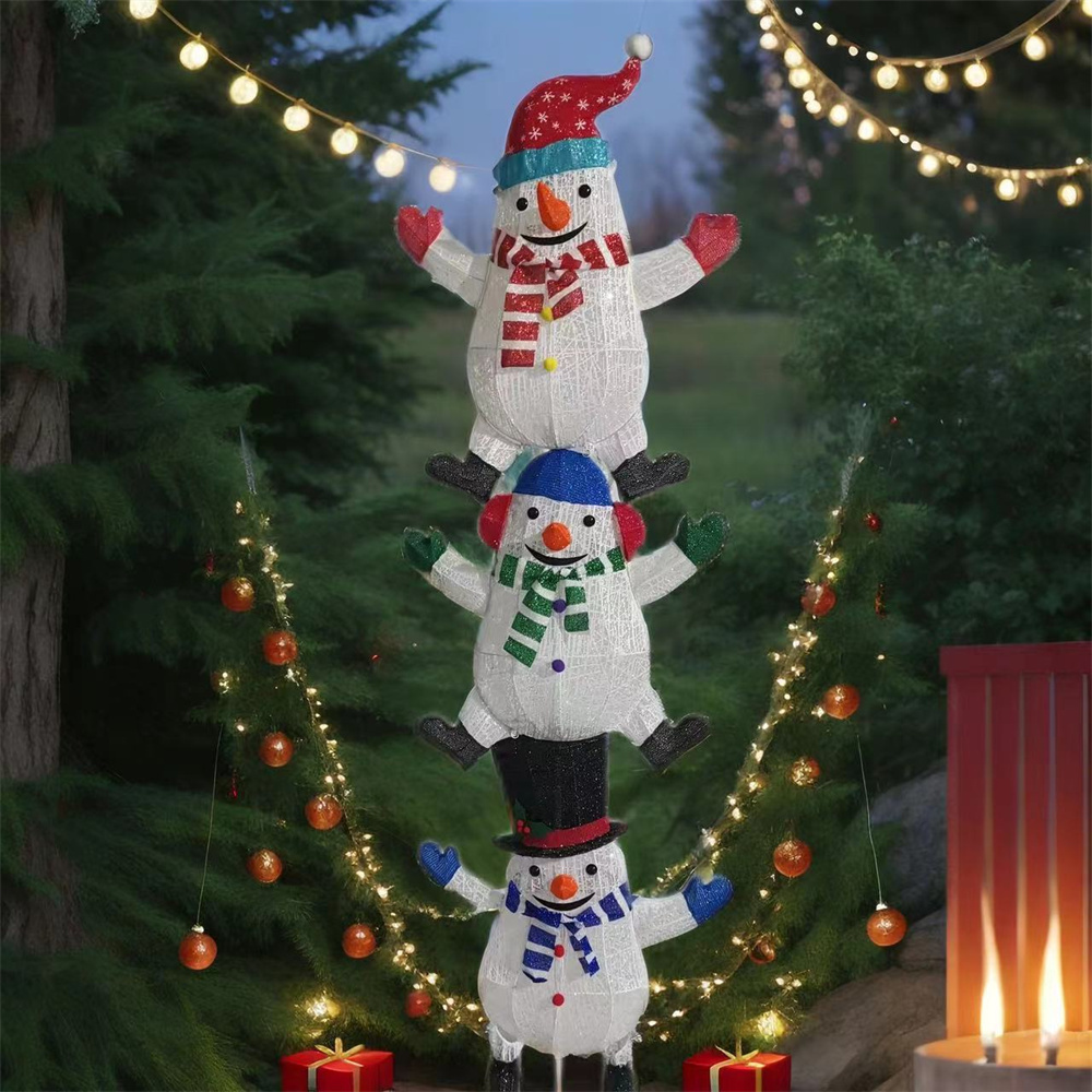 72-Inch Snowman Stacked Arhat Christmas Figurine Holiday Decoration Toy