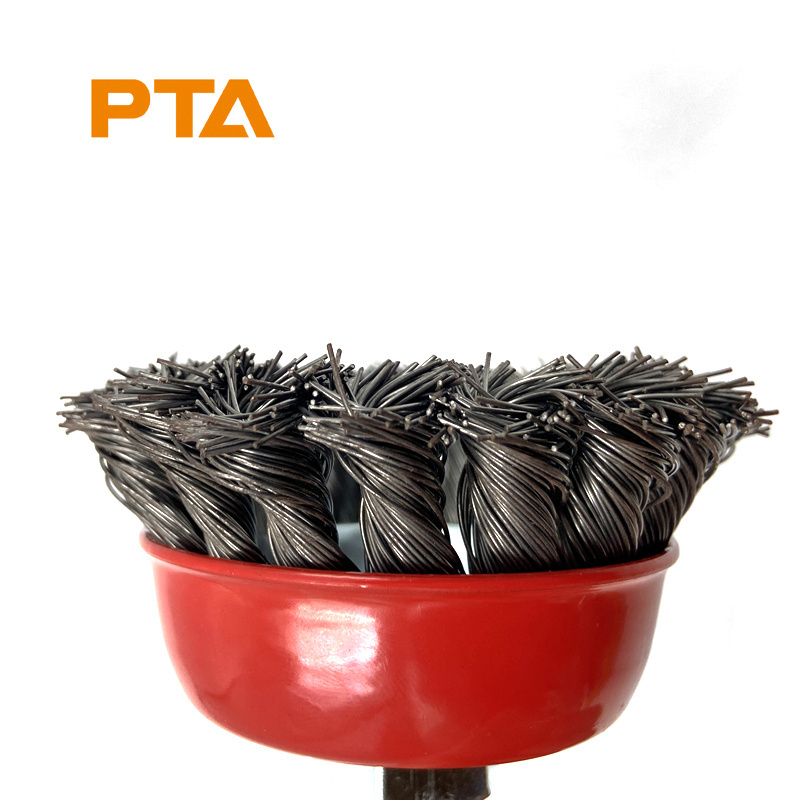 Stainless Steel Twisted  Knotted Grinder Wire Cup Brush For Polishing