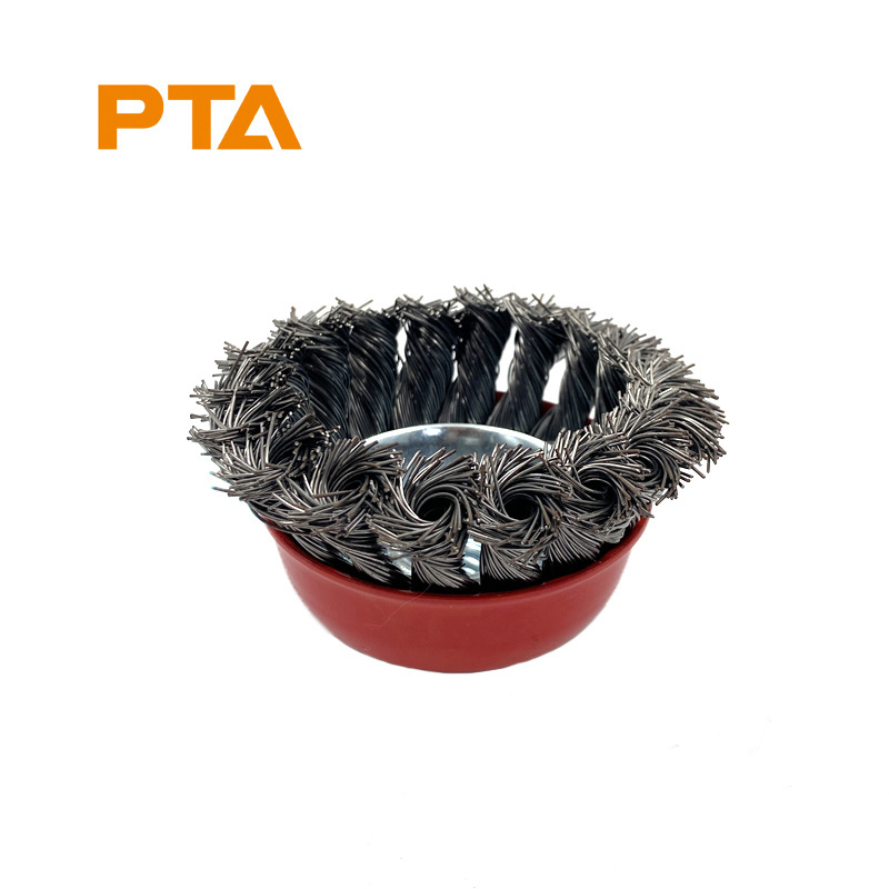 Stainless Steel Twisted  Knotted Grinder Wire Cup Brush For Polishing