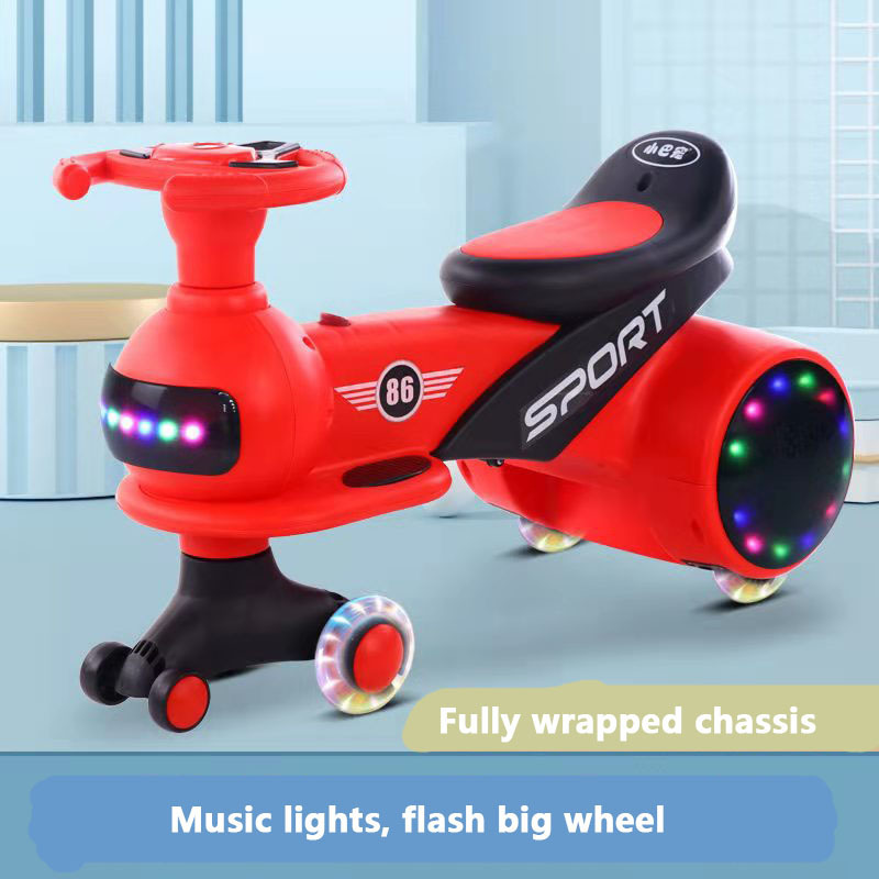 Manufacturer Hot Selling PU Flashing Light Silent Wheel Kids Twist Ride On Swing Car