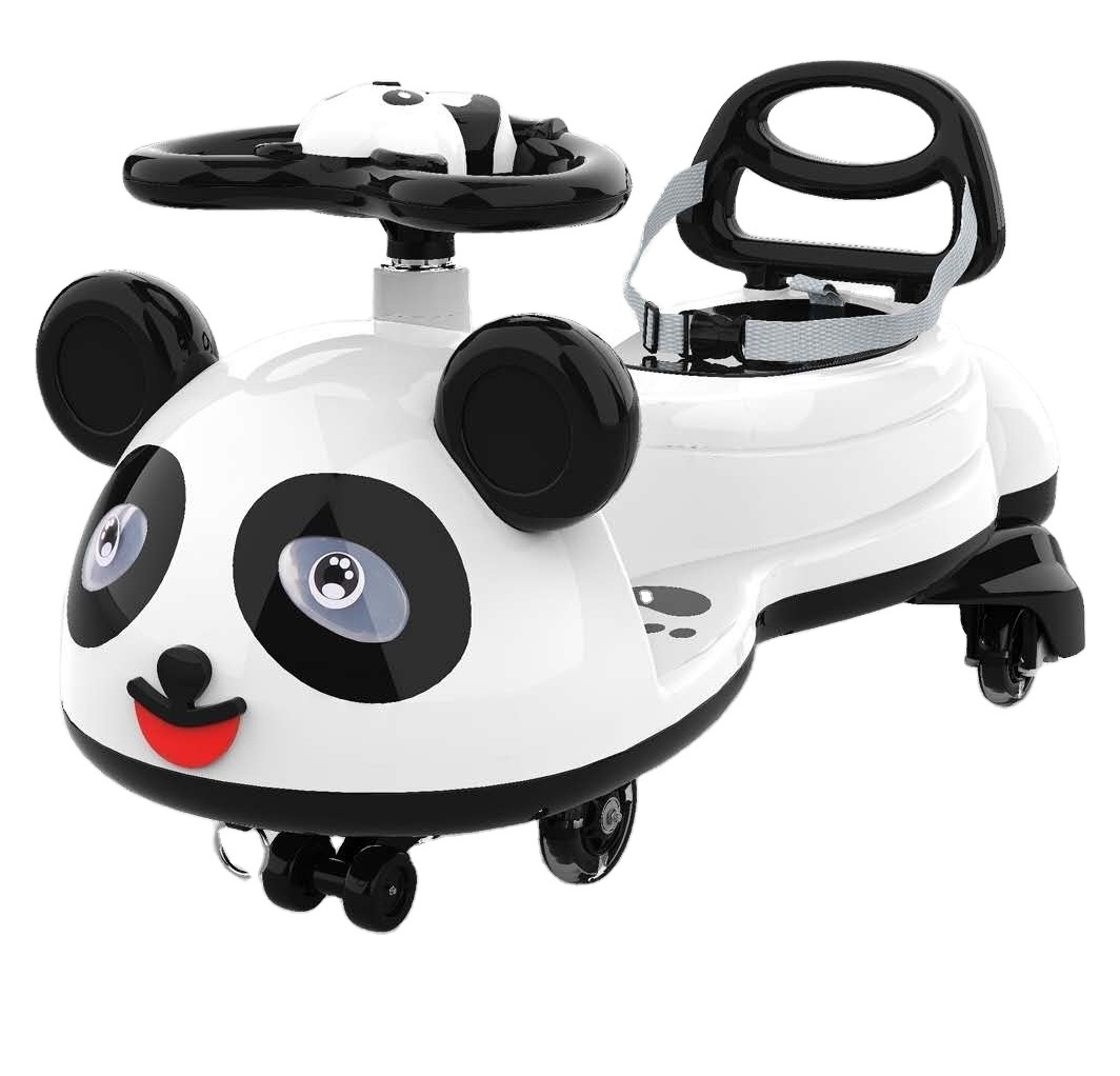 Cheap Chinese baby swing toy car, panda head children's toy twist car