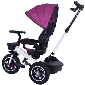 CE approved kids ride on toddler bikes child  tricycle stroller 4 in 1  baby walker with push bar reclining seat folding