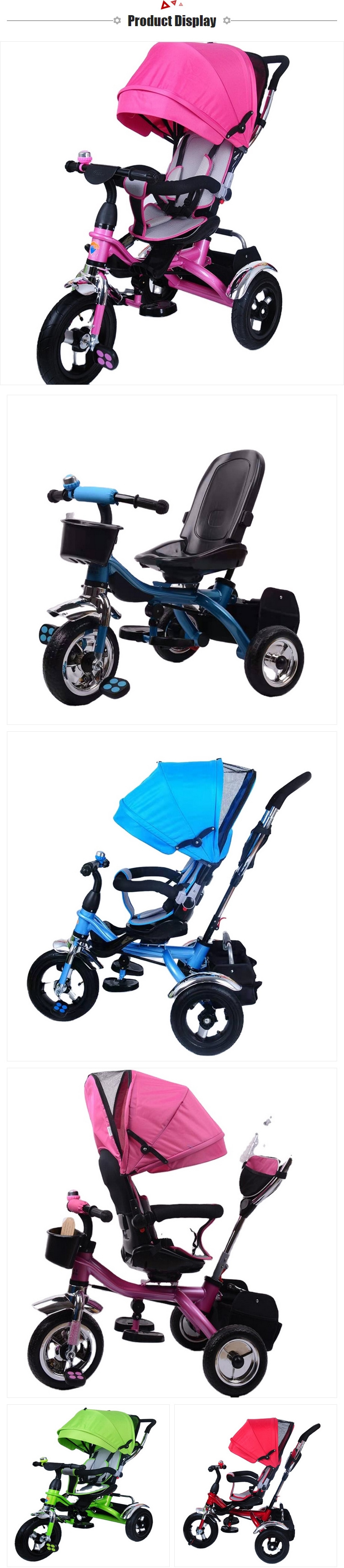 3 eva wheels push children trike baby tricycle kids 4 in 1 baby bike tricycle with canopy