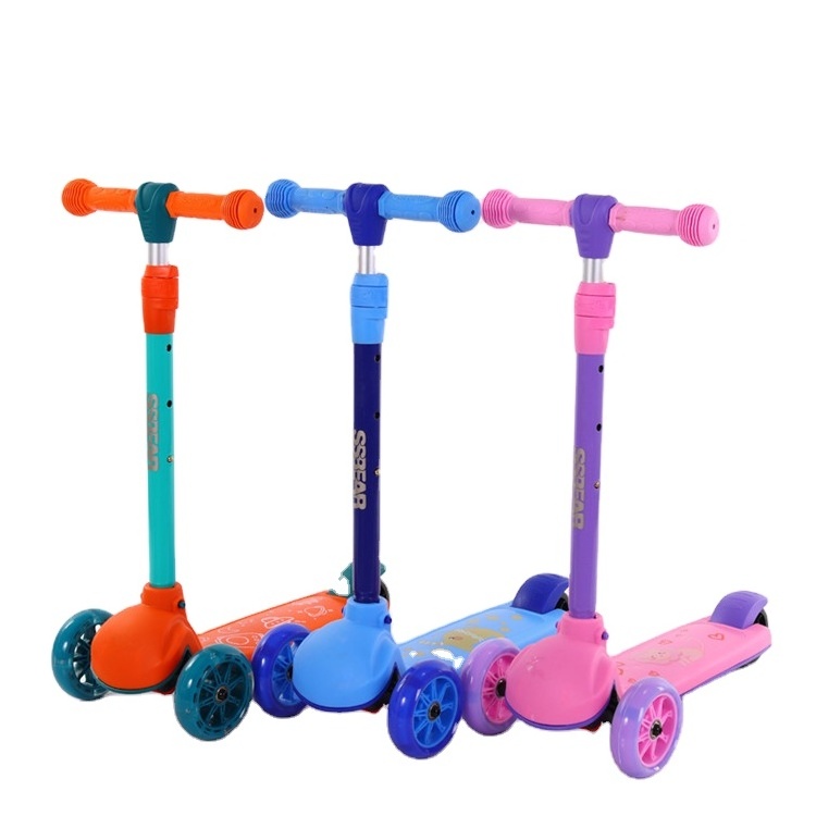 Top quality PU flash child scooter multi-function cute baby 2-in-1 balance car led light tricycle ride on 3 wheel bike for kids