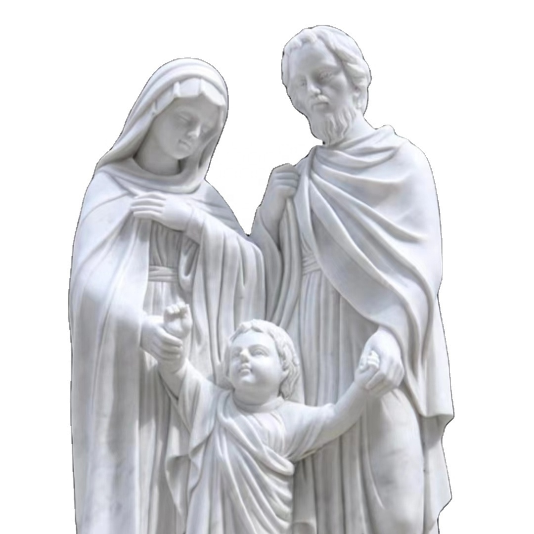 Life Size Marble Stone Holy Family Jesus Mary And Baby Sculpture For Garden Church Decorative Religion Christ Jesue Statue