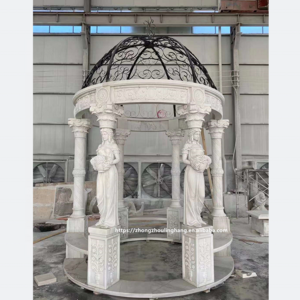 Garden Natural Stone Hand Carved White Marble Gazebo Outdoor for Decoration