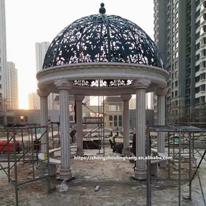 Natural Marble Stone Hand Carved Gazebo For Garden Decoration