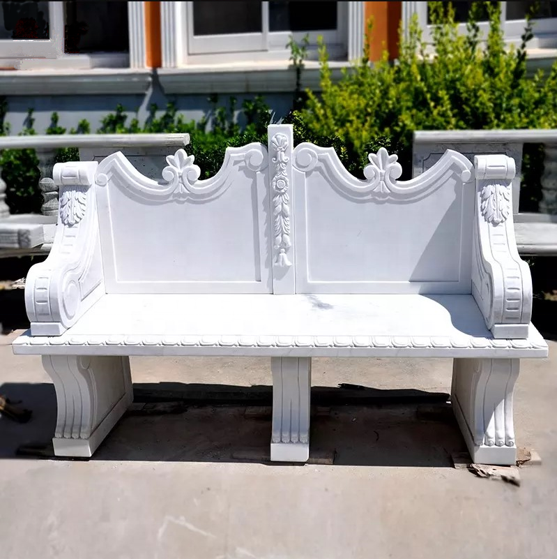 Modern Style 100% Hand Carved Marble Bench For Garden decoration