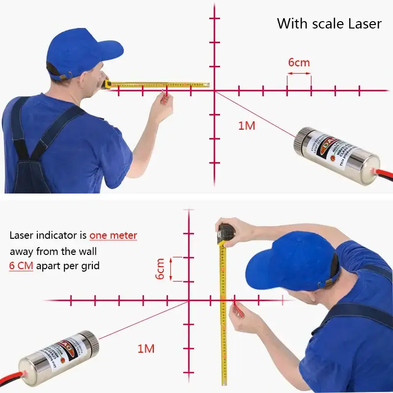 5mW 10mW Calibrated cross scale laser module with red and green light, glass lens, adjustable diode, optical instrument