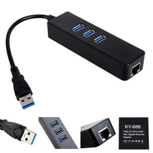 High Speed USB3.0 wired 3 Port Hub With Gigabit USB Muti-function Lan Adapter Ethernet Adapter