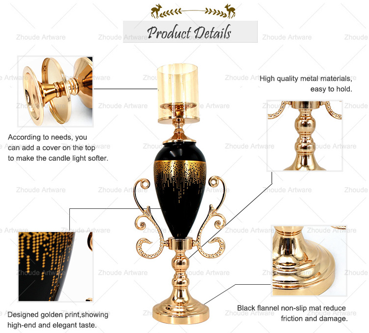 New style glass candle stick holder with metal base handle glass cover black candle holders