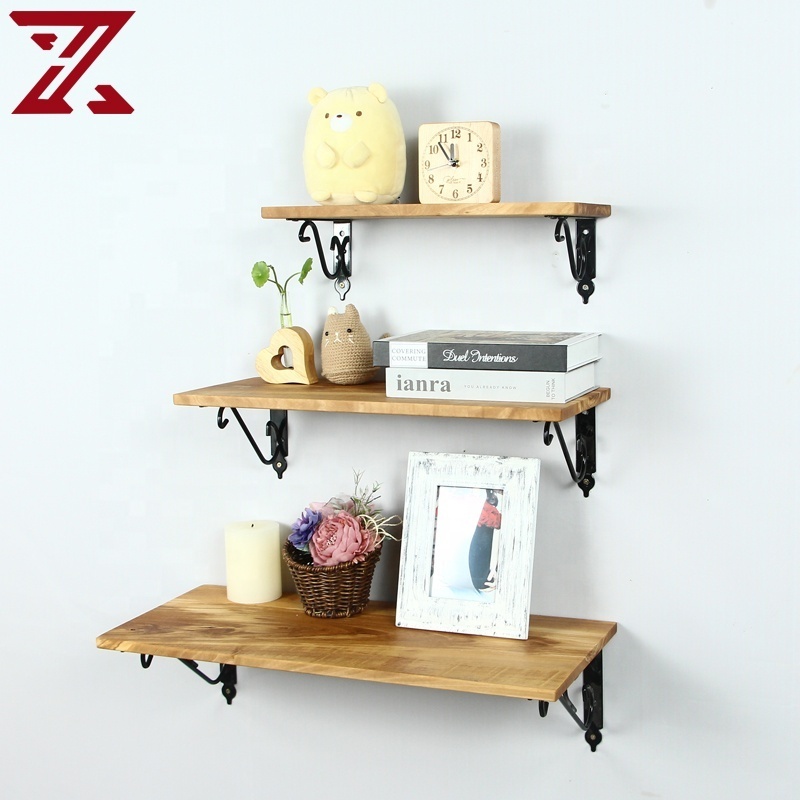 Nordic Style Wooden Floating Wall Storage Rack Wood Wall Hanging Rack Bookshelf For Bedroom