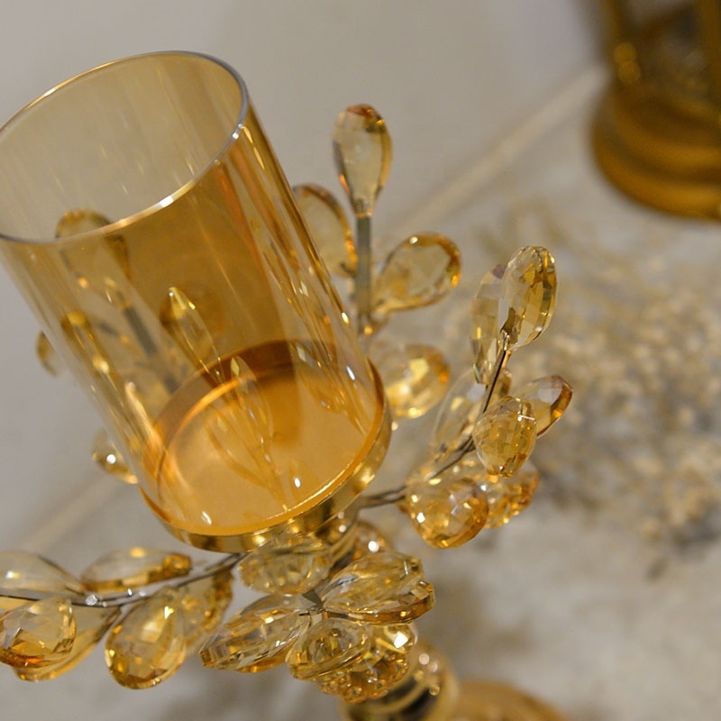 wholesale gold candlestick table center pieces crystal candle holders for wedding home decorative