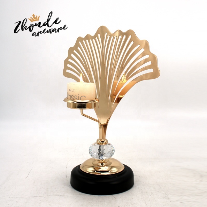 wholesale rose gold geometric candlestick metal leaf candle stick holder for dinner decoration