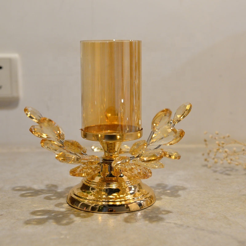 wholesale gold candlestick table center pieces crystal candle holders for wedding home decorative