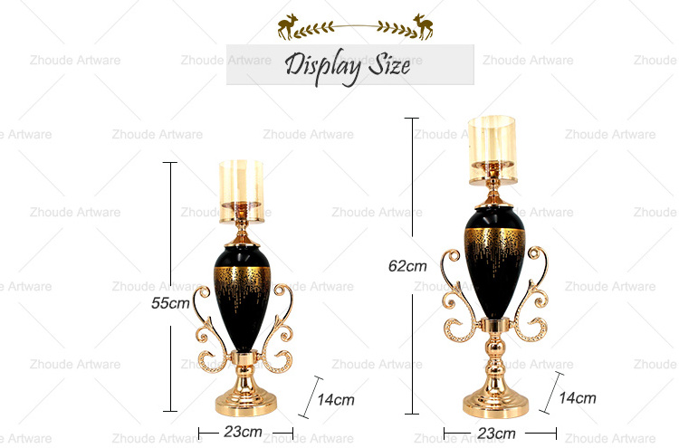 New style glass candle stick holder with metal base handle glass cover black candle holders