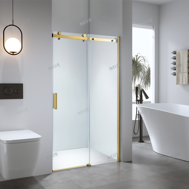 Cheap Price Bathroom Simple Sliding Shower Room Golden Shower Sliding Glass Door