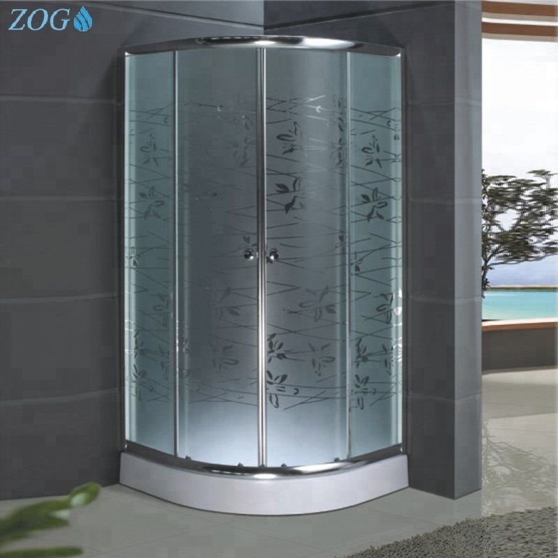 Custom Sliding Door Frosted Glass Luxury Curved Bathroom Shower Cubicles With Trays