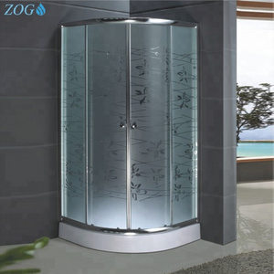 Custom Sliding Door Frosted Glass Luxury Curved Bathroom Shower Cubicles With Trays