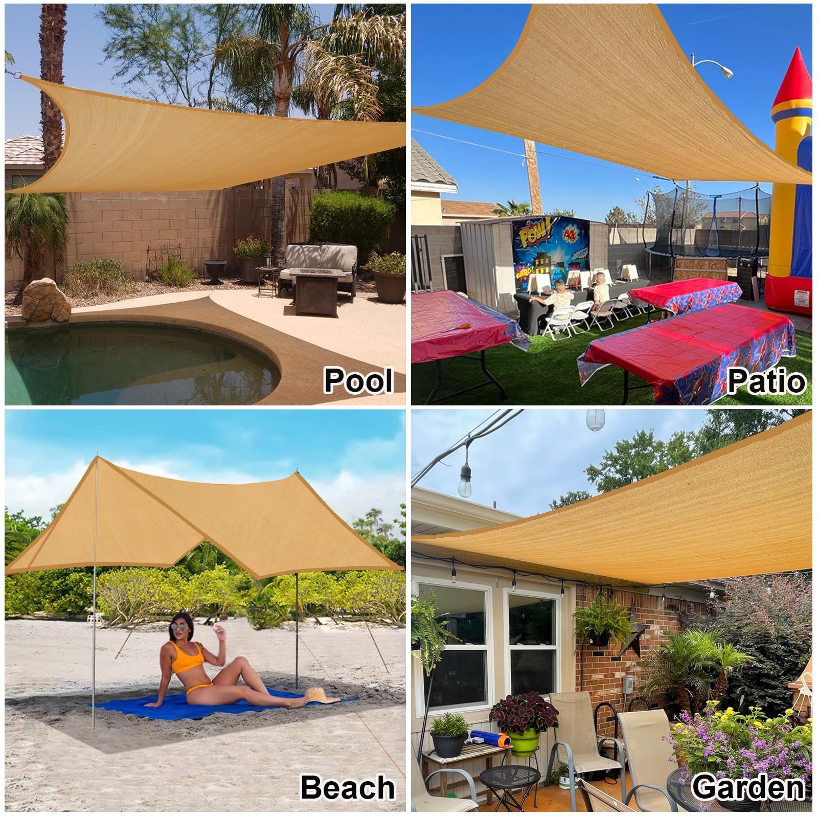 Custom Size Breathable 95% UV Block Canopy for Outdoor Patio Garden Backyard Sun Shade Sails Canopy