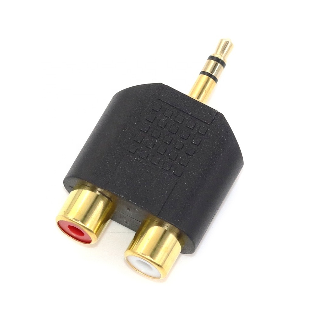 3.5mm Jack Stereo Male To 2 RCA Plug Female Adapter Y Splitter for Computer Speaker Earphone Gold Plated 3.5mm Audio Cable