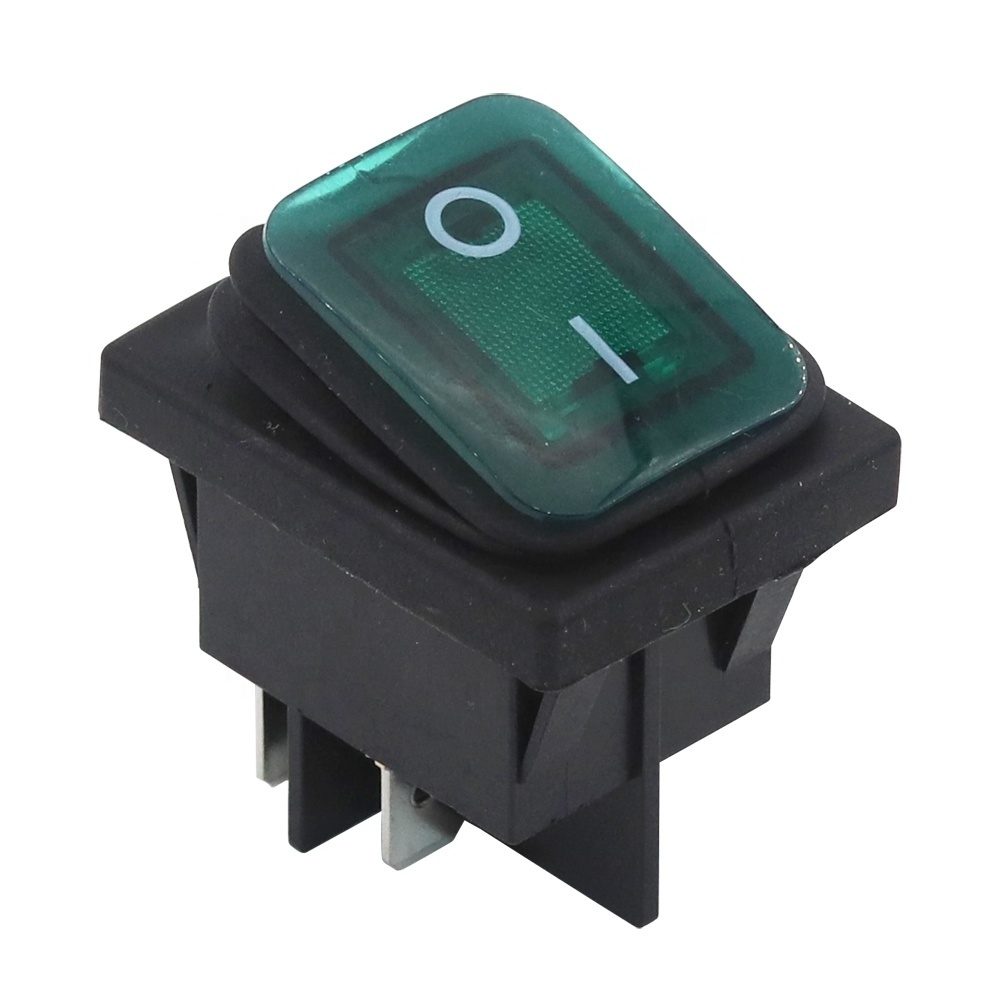 KCD4 Waterproof Boat Rocker Switch 4Pin Latching 16A 250V with LED Power Switch Red/Green/Blue/Yellow/Black