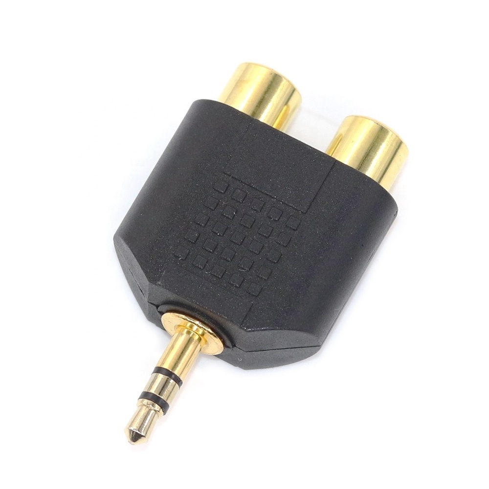 3.5mm Jack Stereo Male To 2 RCA Plug Female Adapter Y Splitter for Computer Speaker Earphone Gold Plated 3.5mm Audio Cable