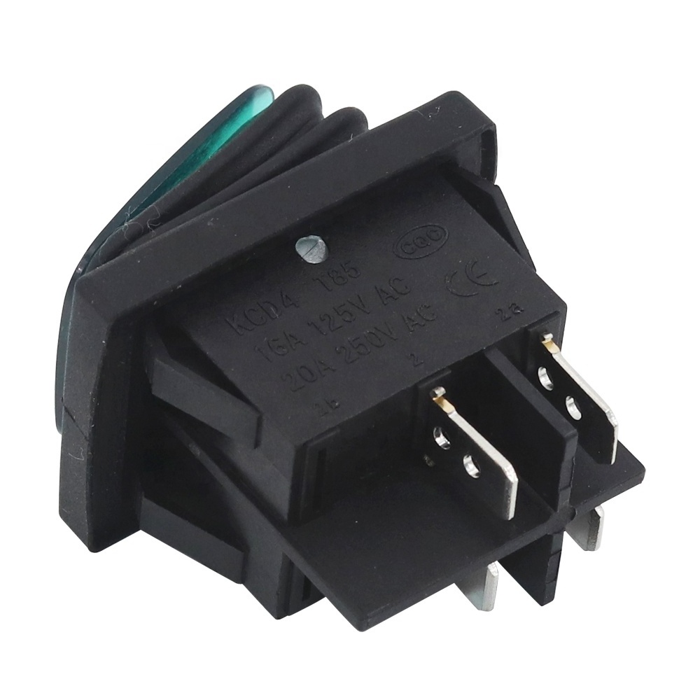 KCD4 Waterproof Boat Rocker Switch 4Pin Latching 16A 250V with LED Power Switch Red/Green/Blue/Yellow/Black