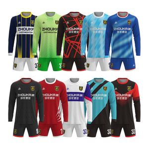 Custom Logo Sublimated Team Soccer Wear Breathable  Long Sleeve Football Jersey Men's Uniform Set Soccer Jersey