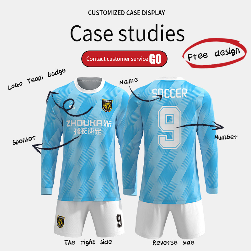 Custom Logo Sublimated Team Soccer Wear Breathable  Long Sleeve Football Jersey Men's Uniform Set Soccer Jersey