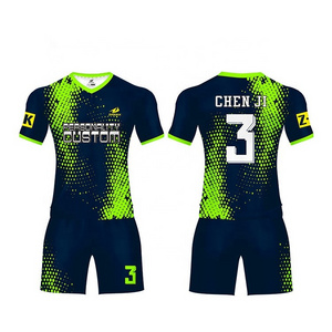 Wholesale Custom Cheap Club  Latest Designs Youth Sublimated Neon Green Soccer jersey Uniform Set football jersey