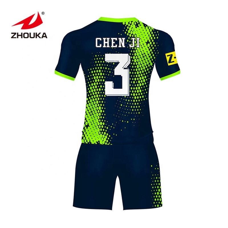 Wholesale Custom Cheap Club  Latest Designs Youth Sublimated Neon Green Soccer jersey Uniform Set football jersey