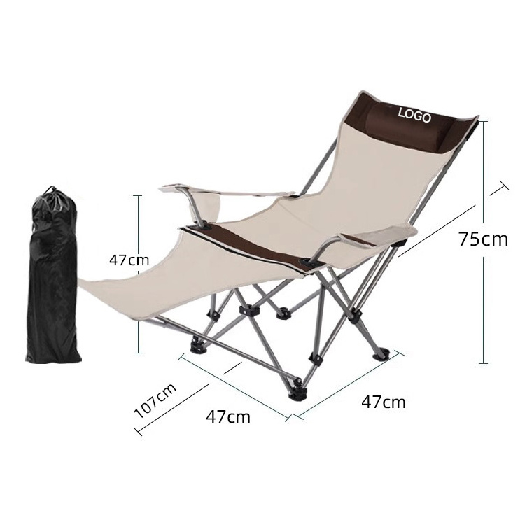 Outdoor Camping Fishing Beach Metal Folding Chair with Foot Rest