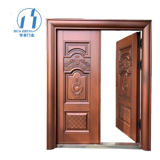 ZHOULV DOOR security steel luxury double door with smart lock