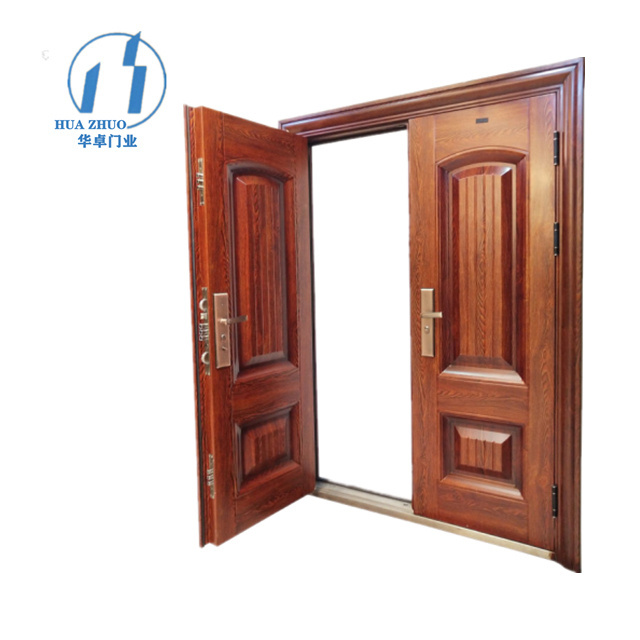 ZHOULV DOOR security steel luxury double door with smart lock