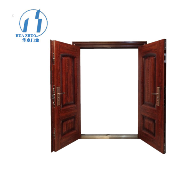 ZHOULV DOOR security steel luxury double door with smart lock